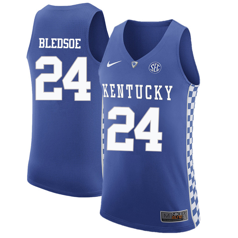 Men Kentucky Wildcats #24 Eric Bledsoe College Basketball Jerseys-Blue